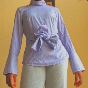 Pinstripe Blouse with Removable Sash